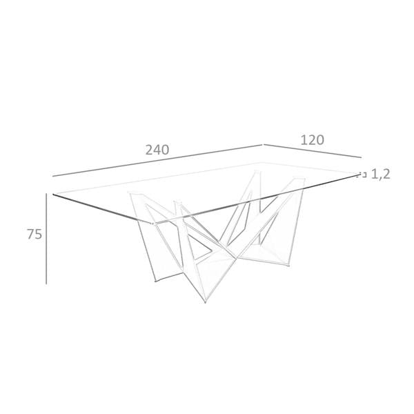 Angel Cerdá Rectangular tempered glass and black steel dining table 1128