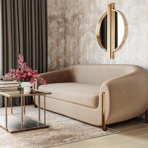 Furniture Edit Lina Cafe Au Lait Brown Velvet Sofa