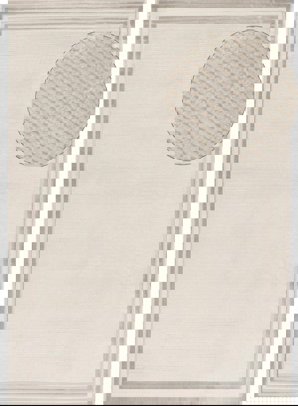 Bordered Living Room rug, grey-cream colours, stain-resistant and non-shedding