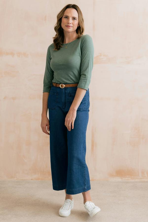 Lily & Me Monica Organic Cotton Jersey Top Laurel Green