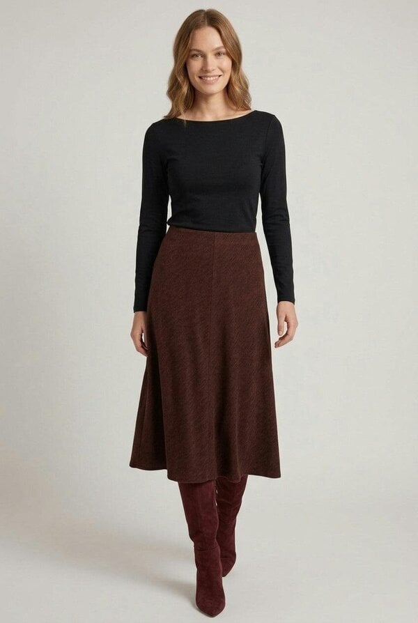 Izabel London High Waist Textured A-Line Maxi Skirt