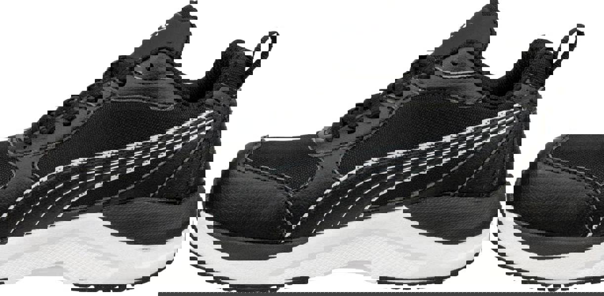 PUMA Safety PUMA Shift Mens S3S Composite Toe Midsole Work Shoes Trainers, black and white athletic work shoes with durable design and safety features.