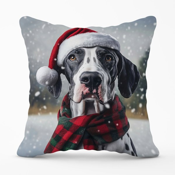 Warren Reed Snowy Christmas Great Dane Cushion