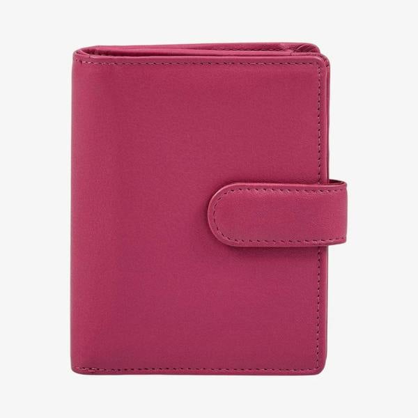 Miami medium zipped trifold ladies leather purse in pink made from real 
leather