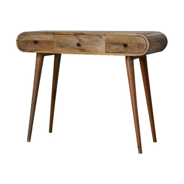 Wyld Haus De Vence Oak Mango Wood Round Dressing Table 3 Drawers