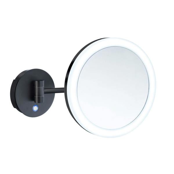 Matt black LED shaving/makeup mirror