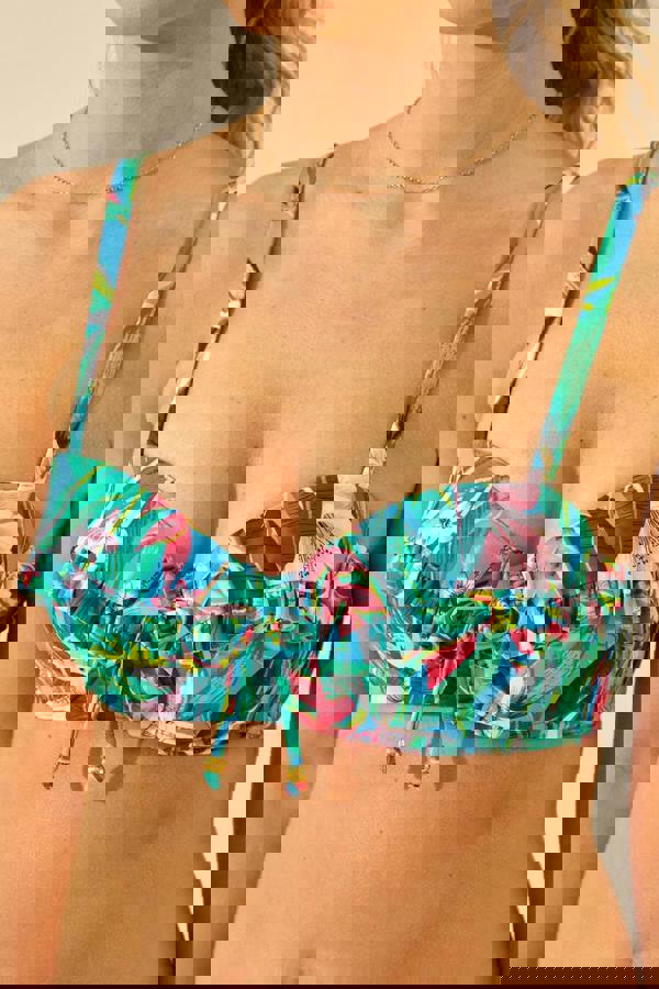 Bright Floral Underwired Frill Bikini Top