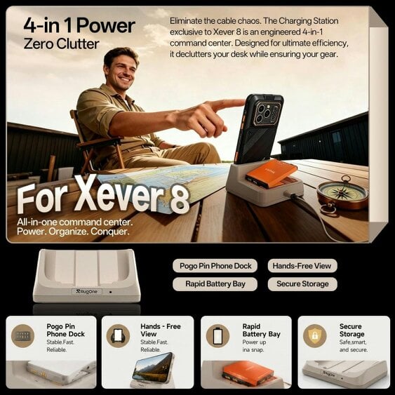 RugOne Xever 8 16GB 256GB/2TB Rugged Black Android Smartphone