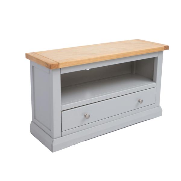 Cabinet Bits Loreo Light Grey 1 Drawer TV Cabinet Chrome Knob