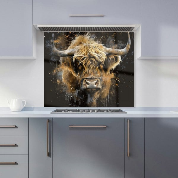 Warren Reed - Designer Bronze Splashart Highland Cow Kitchen Splashback