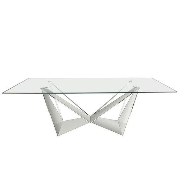 Angel Cerdá Rectangular tempered glass and chrome-plated steel dining table 1049