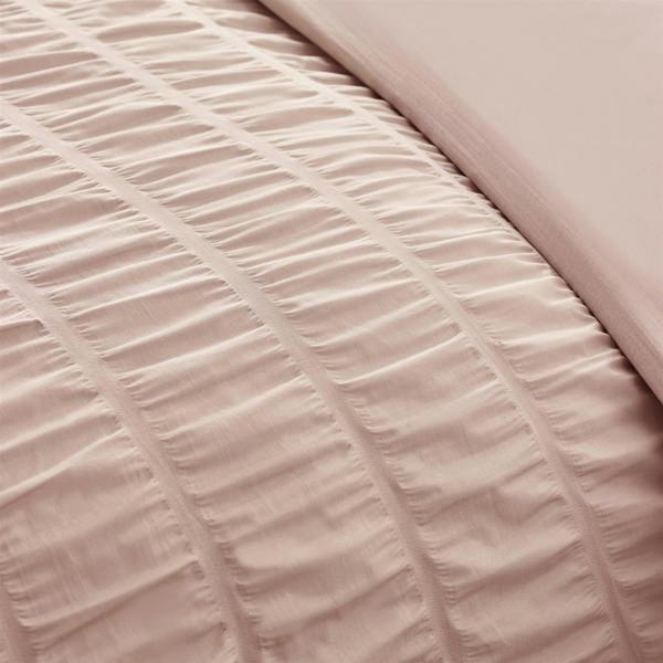 Seersucker Frill Pink Duvet Cover Set