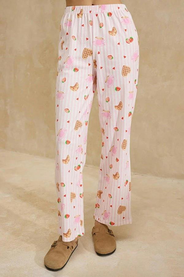 WOVCOR 2-Piece 100% Cotton Patterned Knitted Pajama Set