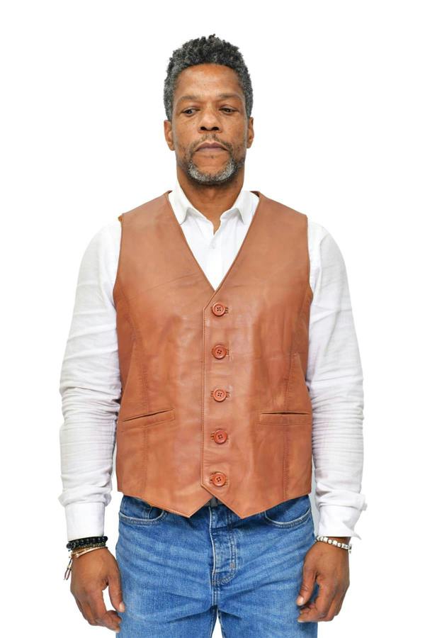 Infinity Leather Mens Classic Leather Waistcoat-Chester