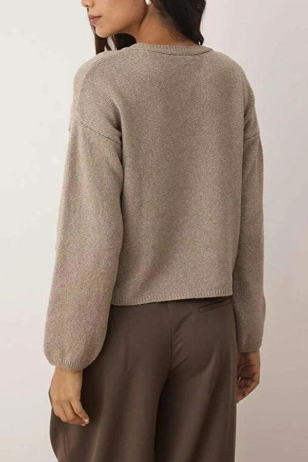 WOVCOR Cotton Loose Fit Basic Knit Sweater