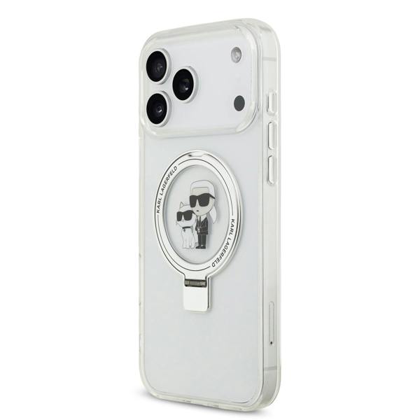 Karl Lagerfeld Ring Stand Karl and Choupette Case with MagSafe for iPhone 17 Pro Max 6.9" Clear - KLHMP17XHMRSKCH