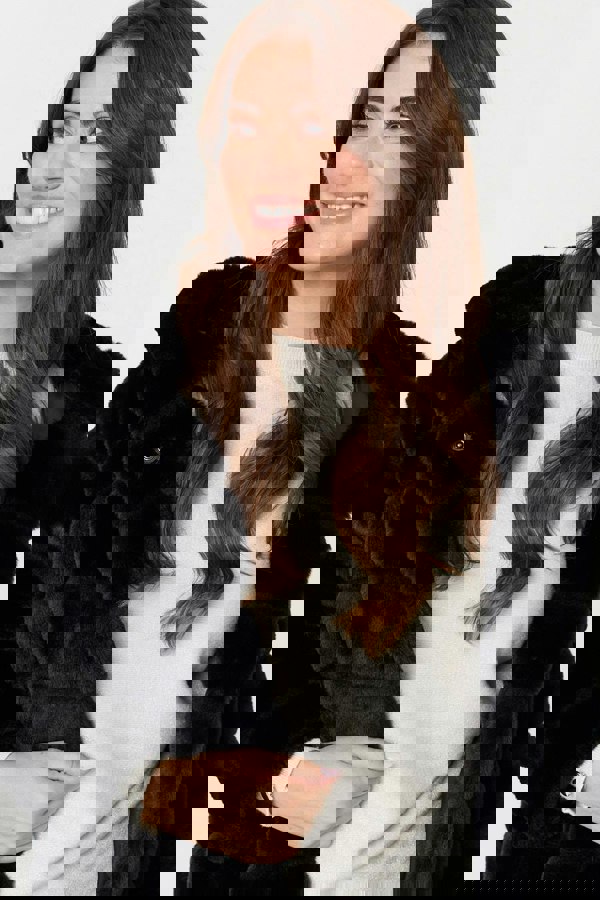 Black | Faux Fur Thigh Length Hooded Jacket
