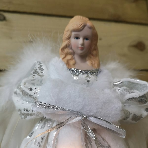 Samuel Alexander 30cm Premier Lit Angel Christmas Tree Topper with Warm White LEDs