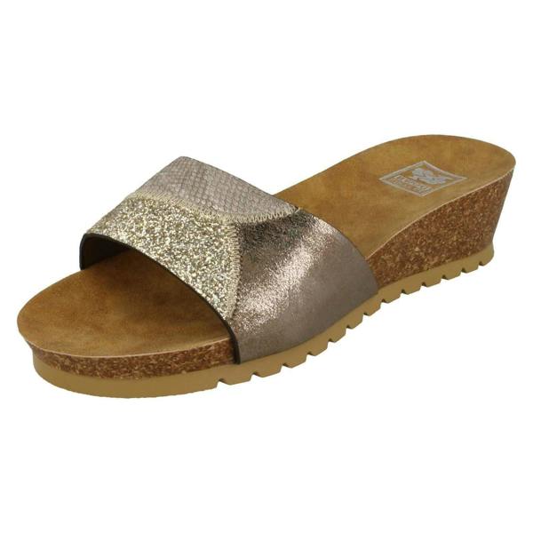 Down to Earth Ladies Down To Earth Mid Cork Wedge Sandals