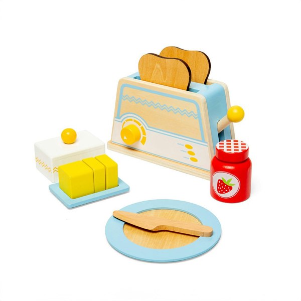 Bigjigs Toys Wooden Breakfast Set - Includes A Toaster With Heat Dial And Working Lever