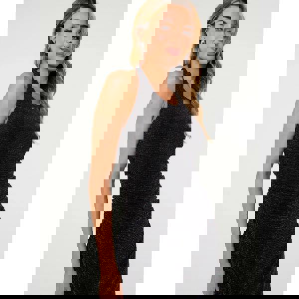 Pink Vanilla Glitter Halter Ruched Mini Dress