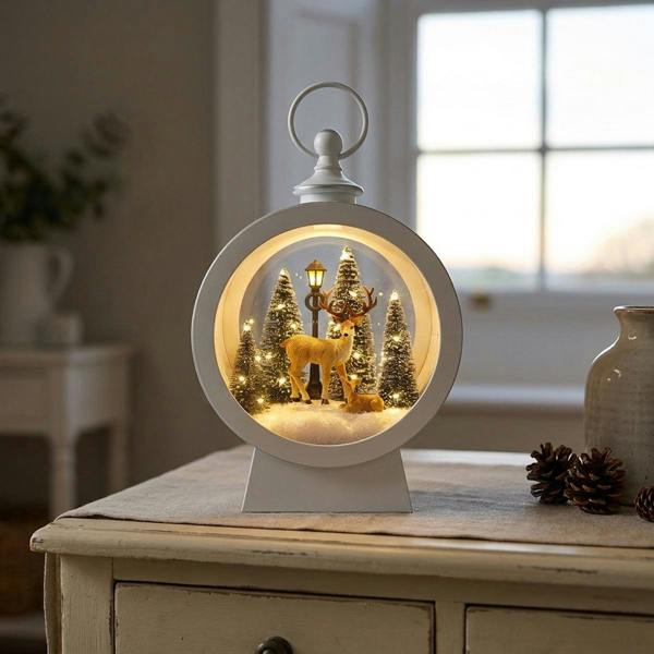 Garden Greatness Festive White LED Reindeer Lantern