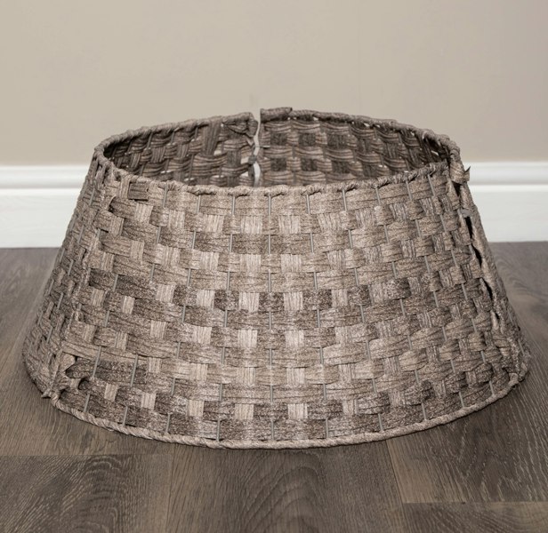 Samuel Alexander 40/58cm Samuel Alexander Medium KD Plastic Wicker Rattan Woven Christmas Tree Skirt in Grey