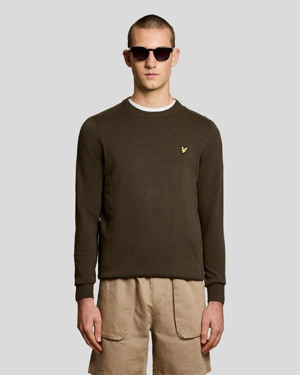 Lyle & Scott Cotton Crew Neck Mens Jumper - Y176 Ebony | CHO | Designer Mens Crew Neck Jumpers