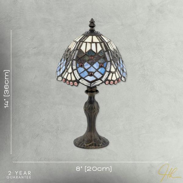 Classic Hand Crafted Round Beaded Tiffany Table Lamp in Lavender Lilac Image 7