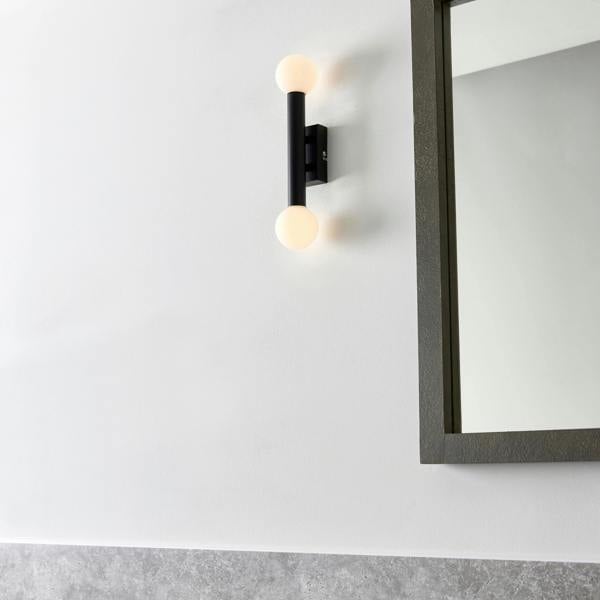 Pagazzi Lighting Toronto Matt Black IP44 2 Light Wall Light