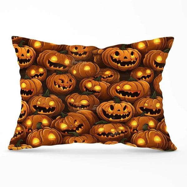 Warren Reed Grinning Lanterns Pumpkins With Glowing Eyes Cushions