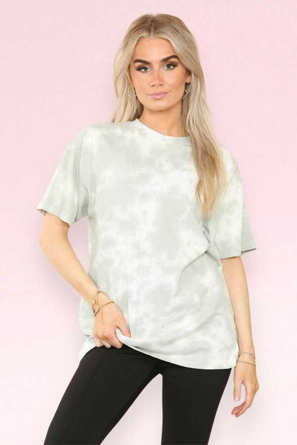 Elaina Fashion Women's Tie Dye T-Shirt Summer Crew Round Neck Loose Fit Top 