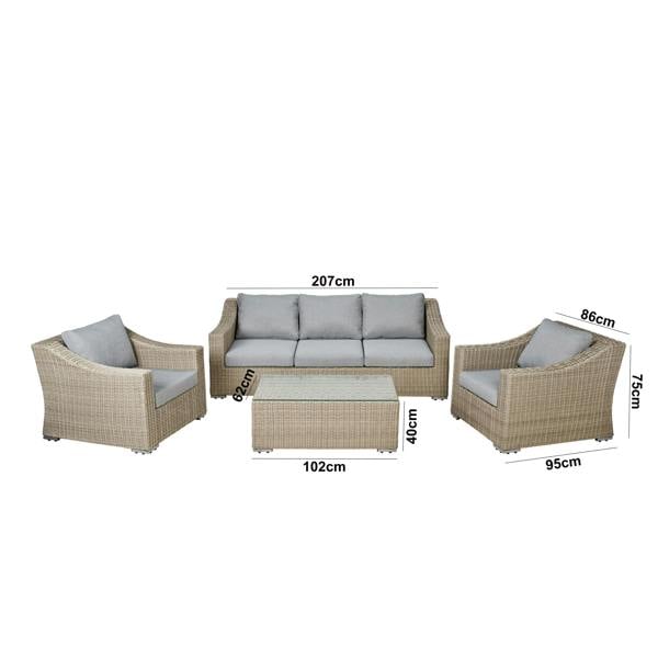Statement Furniture Friston Rattan Garden Furniture Set Sofa Armchairs & Coffee Table Set