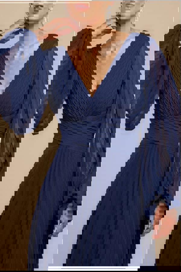 Balloon Sleeve Chiffon Maxi Dress - Navy Blue DR3041QZ