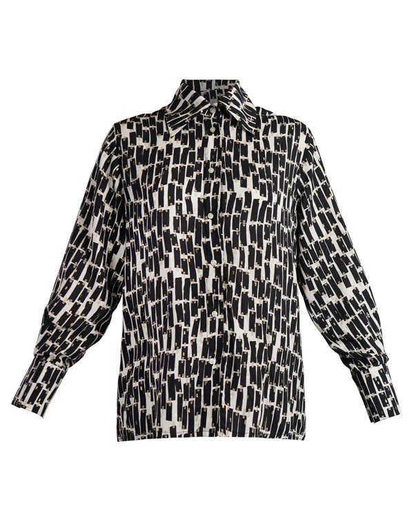 Antonia York Black Cream & Gold Print Shirt | Elisha Classically Cut Shirt with Deep Cuffs