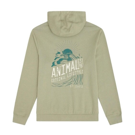 Animal Mens St Ives Cotton Drawstring Hoodie - Khaki Green