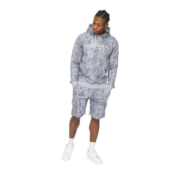 Crosshatch Mens Bardon Camo Cargo Shorts - Light Steel Camo - 