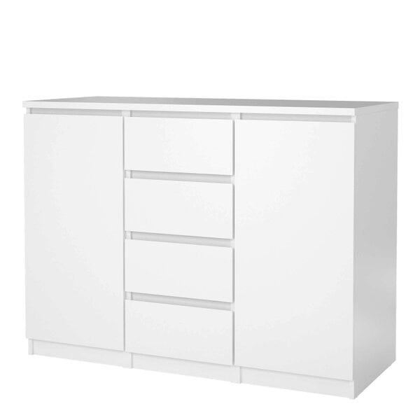 Wyld Haus Budapest White Wooden Sideboard 4 Drawers 2 Doors
