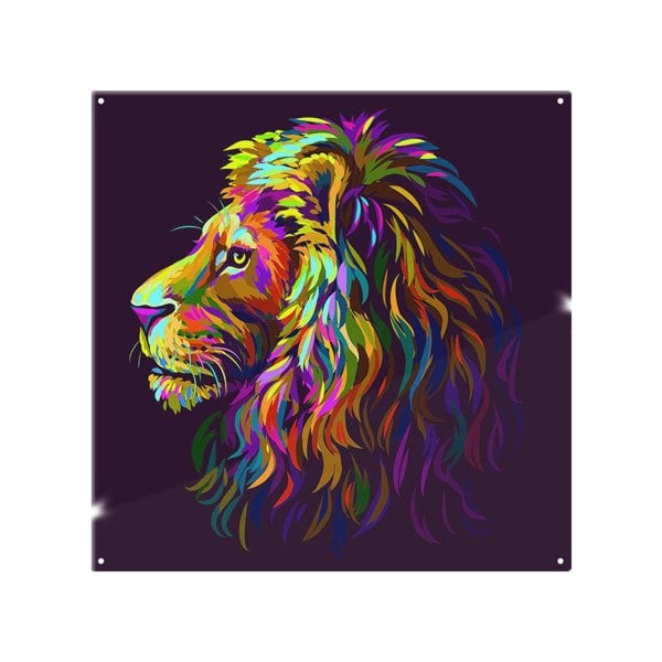 Benjamin Tate Design lion's head on a purple background in popart style Designer Splash Back