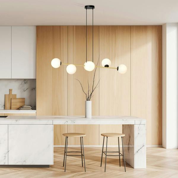 Emibig GRAVITY Pendant lamp 6 x E14  Black, gold with White Shade