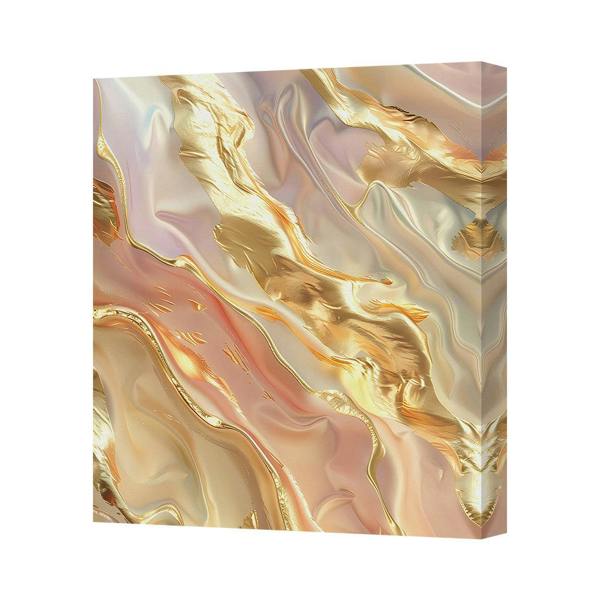Benjamin Tate Design Contemporary Gold And Pink Abstract Canvas Art Print On Deep Wood Frame
