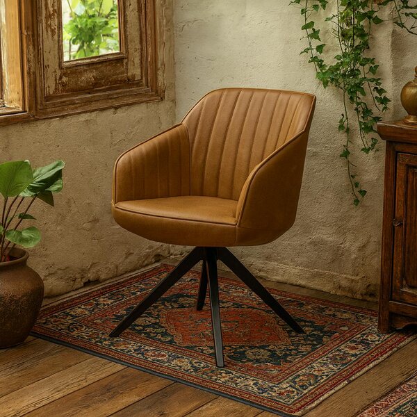 Wyld Haus Arques Tan Brown Upholstered Chair with Armrest