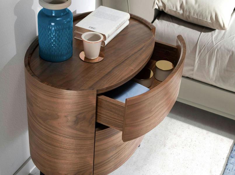 Angel Cerdá Bedside table walnut and black steel 7074