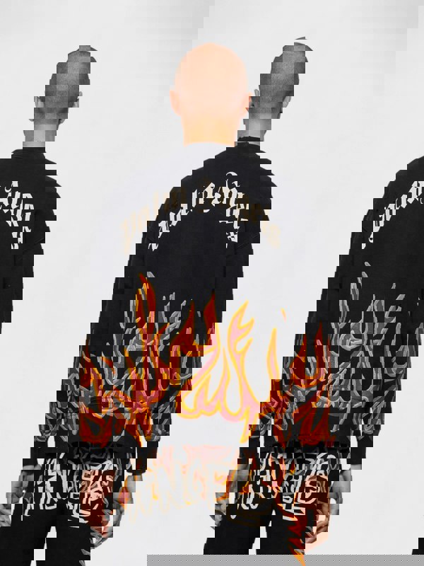 Palm Angels Gd Graffiti Flames Crewneck Black