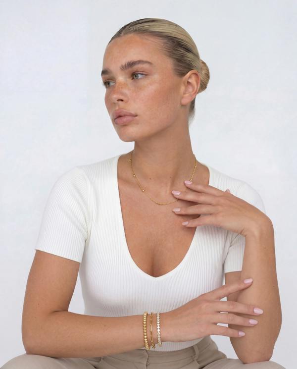 Elk & Bloom Dainty 14K Gold Beaded Choker Necklace