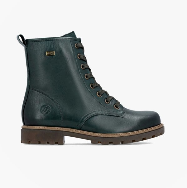 Remonte Womens Leather Ankle Zip Boots Green