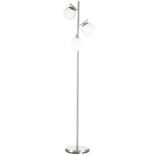 Wyld Haus Moretta Metal Silver 3 Light Tree Floor Lamp With Globe Shades And Steel Base