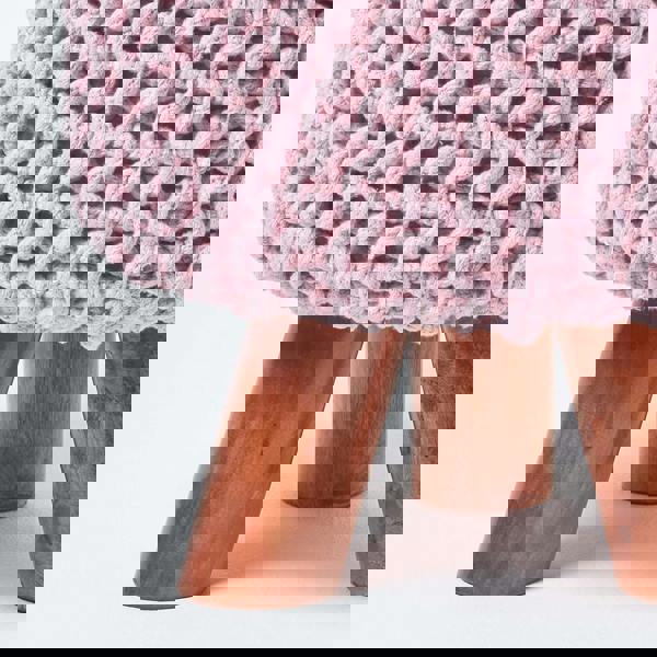 HOMESCAPES Tall Cotton Knitted Footstool on Legs