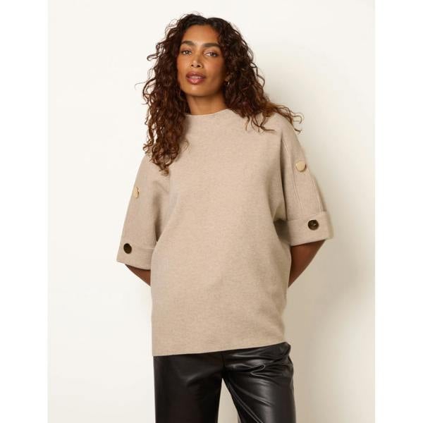 Blue Vanilla Short Sleeve Button Detail Jumper