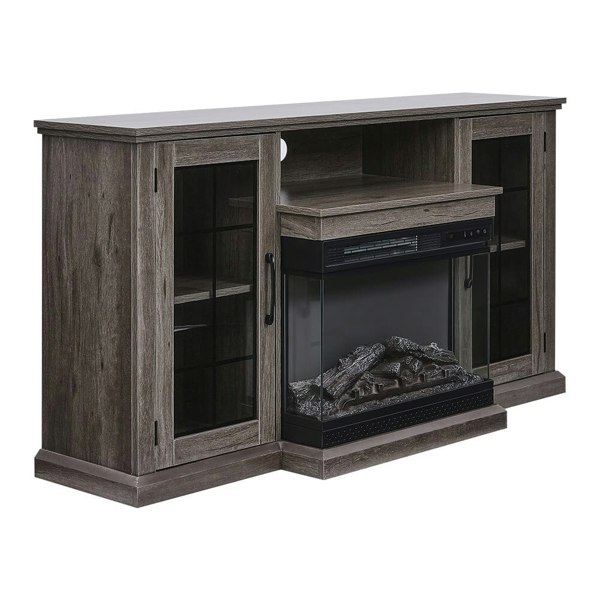5000BTU Freestanding Fireplaces and Rustic Grey TV Stand 3-Sided Electric Fireplace With Remote Control Freestanding Fireplaces Living and Home